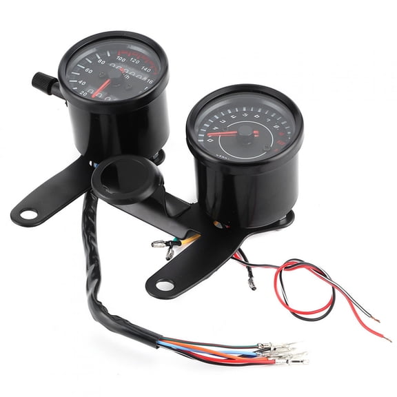 YAHHU Universal Motorcycle LED Odometer Tachometer Speedometer Gauge 12V High Performance Stainless Steel Housing Blue Red Backlight Dual Display Instrument