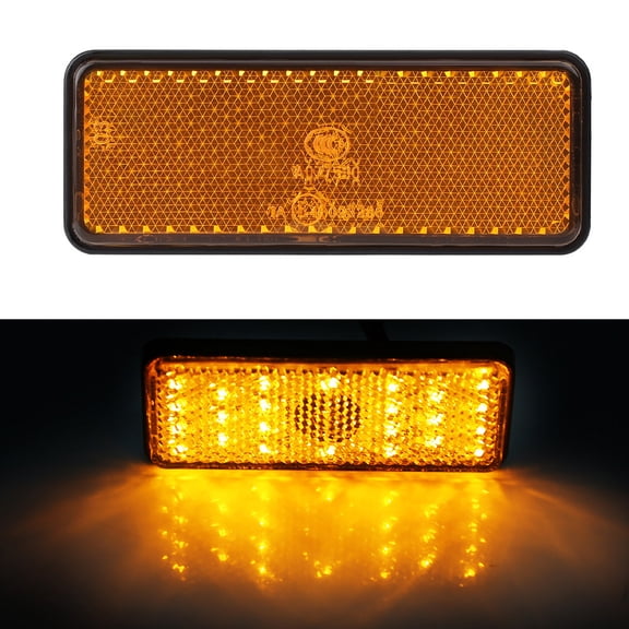 YAHHU Universal Motorcycle Scooter Moped Rectangle LED Reflector Tail Brake Light Stop Lamp, Amber
