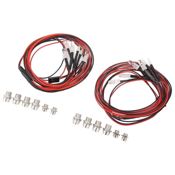 YAHHU Universal RC Car Light Kit, 6 LED White Red Blue Night Exploration Lights for Axial SCX10 D90 Traxxas HSP Redcat HPI 1/10 Scale RC Crawler Trucks, 20 inches / 50.8 cm
