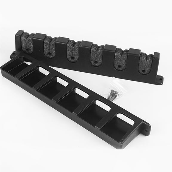 YAHHU Vertical 6-Rod Rack Fishing Rod Rack Set Wall-mounted Fishing Pole Holder for Garage and Boat (13.78 inches / 35.0 cm) - Black