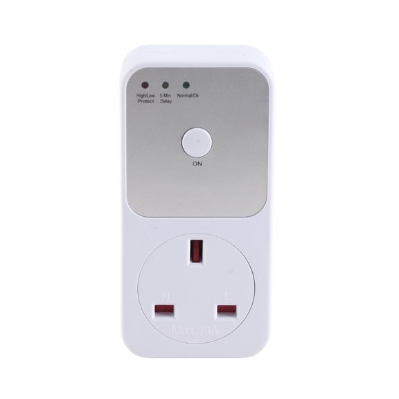 YAHHU Voltage Protection Device Electrical Protector Socket for Household Use Standard UK Plug, Refrigerator Surge Suppressor (4.72 inches / 12 cm)