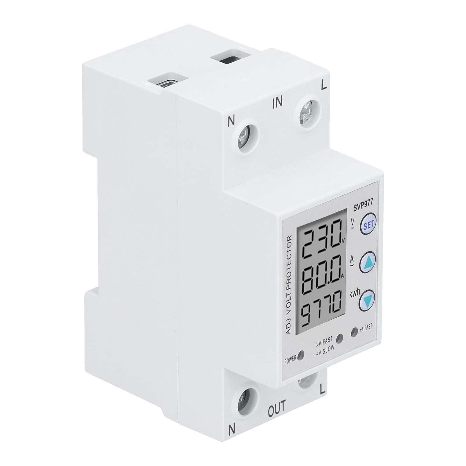 YAHHU Voltage Protector Adjustable Current Power Monitoring Equipment with Backlight 230VAC 50/60Hz, 80A DIN Rail Installation for Home and Industrial Safety, Compact Design