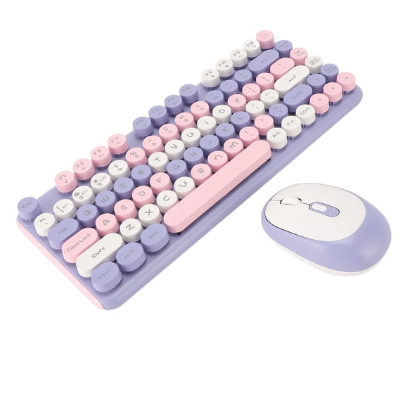 YAHHU W688 82-Key Wireless Bluetooth Keyboard and Mouse Combo, 2.4G Double Modes, Violet