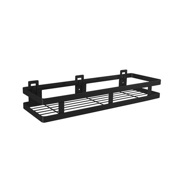 YAHHU Wall Mounted Stainless Steel Storage Shelf Floating Spice Rack Organizer for Kitchen and Bathroom Black 15.74 inches / 40 cm