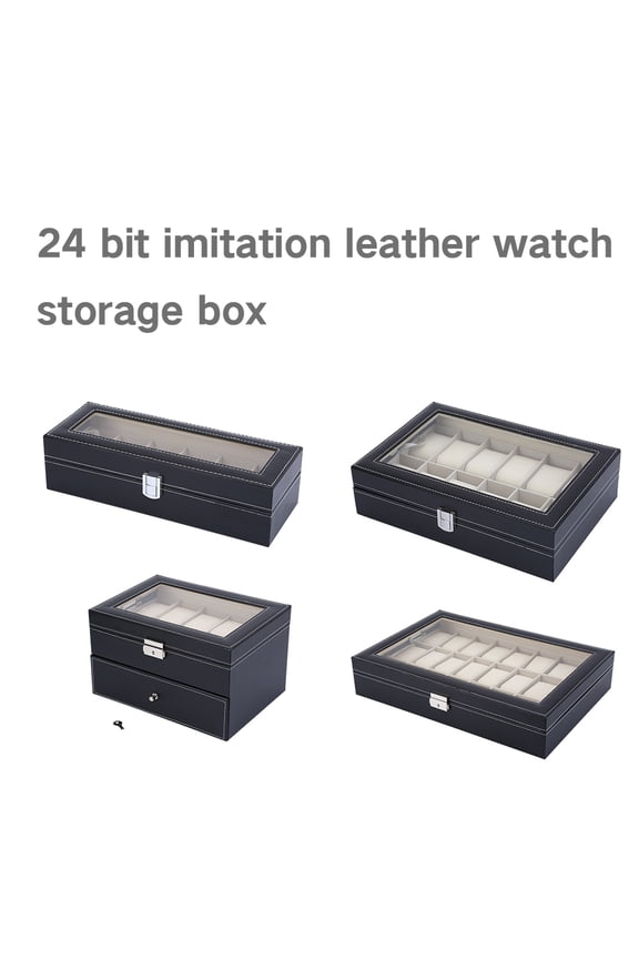Watch Box for Men 12 Slots Faux Leather Watch Organizer Display Case with Clear Lid for Home Storage Black 12.6 inches / 32 cm Elegant Design