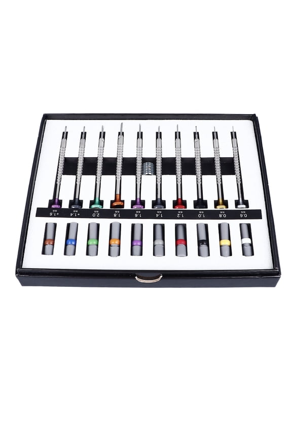 Watch Repair Screwdriver Set 0.6-2.0mm Color Coded Replaceable Heads Micro Precision Tool Kit for Watchmaker (7.87 in / 20 cm)