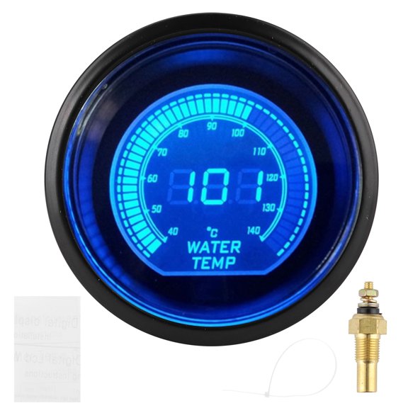 YAHHU Water Temperature Meter for EVO Series Gauge with Sensor 52mm/2in Universal Blue and Red LED Backlit