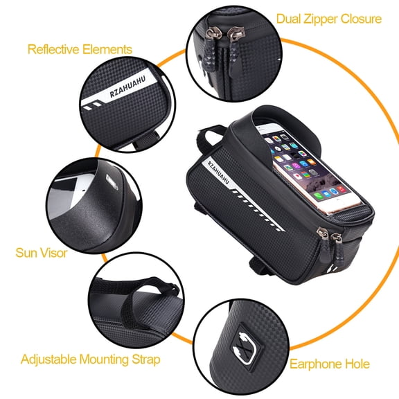 YAHHU Waterproof Bicycle Phone Mount Front Frame Top Tube Bag with Touchscreen Holder Case, Champagne (8.3 inches / 21 cm)