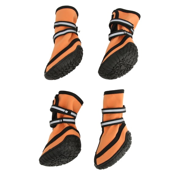 YAHHU Waterproof Dog Boots Prevent Slipping Reflective Adjustable Paw Protector for Medium Large Dogs, Orange, M (9.45 inches / 24 cm)