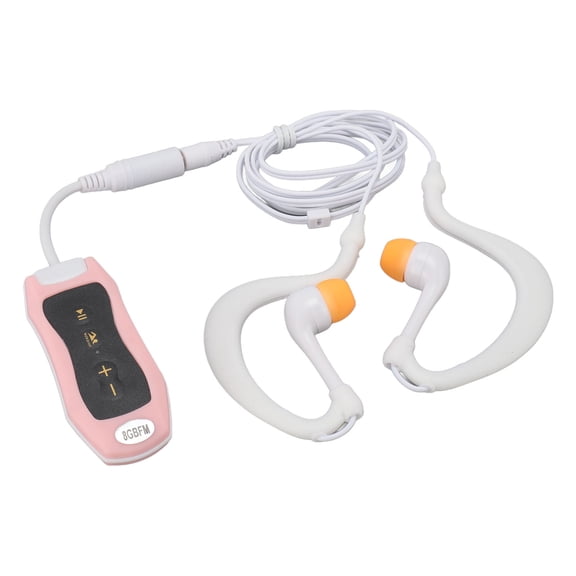 YAHHU Waterproof MP3 Player IPX8 8GB Internal Storage Rechargeable USB 2.0 Music Player with Underwater Earphones for Swimming Diving Running Fitness Workout, Roseate (13cm / 5.12 inches)
