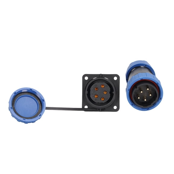 YAHHU Waterproof Plug Socket Circular Connector 380V 45A IP68 Weld Free Aviation Power Connector 5 Pin, Contact Diameter 2.8mm / 0.11 inches for Communication Bridge Equipment