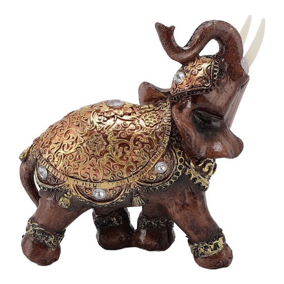 YAHHU Wealth Lucky Elephant Statue Resin Feng Shui Figurine Home Decoration Brown M, 5.91 in / 15 cm