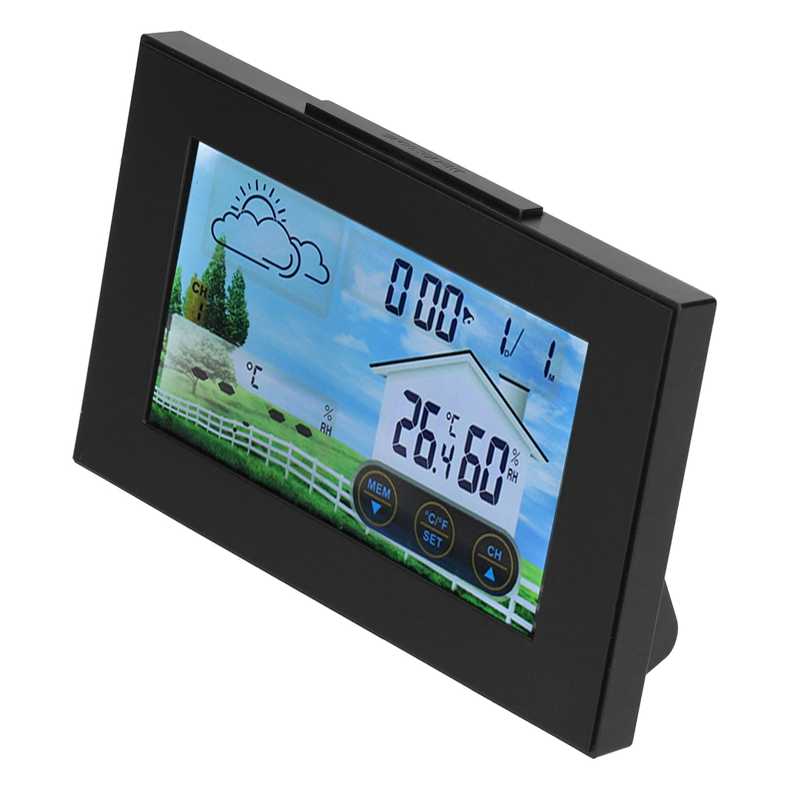 YAHHU Weather Station with Color Touch Screen, Wireless Indoor Outdoor Thermometer Hygrometer Alarm Clock (5.9 inches / 15 cm)