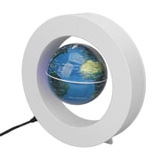 YAHHU White Magnetic Levitation Floating Globe Built in LED Light Frosted Texture 3.3 inches / 8.4 cm Geographic Globe Desk Ornament Novelty Toy Educational Home Office Decor Gift