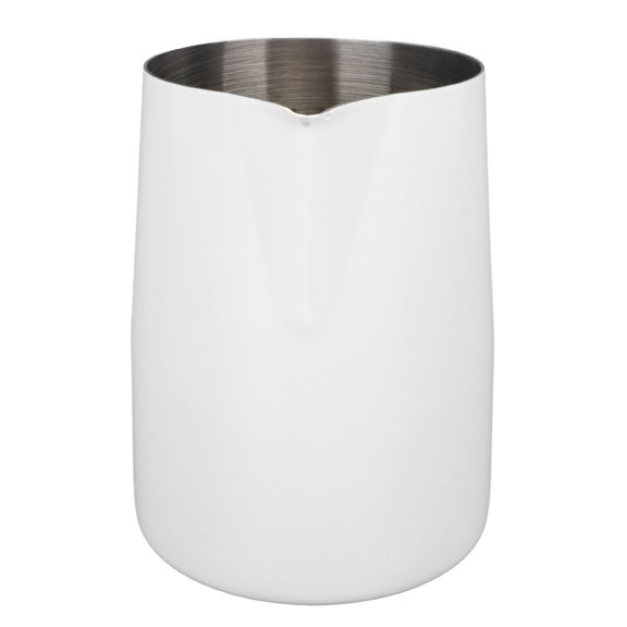 YAHHU White Milk Frothing Pitcher 450ml / 15.2 fl oz 201 Stainless Steel Inner Scale Coffee Steaming Cup