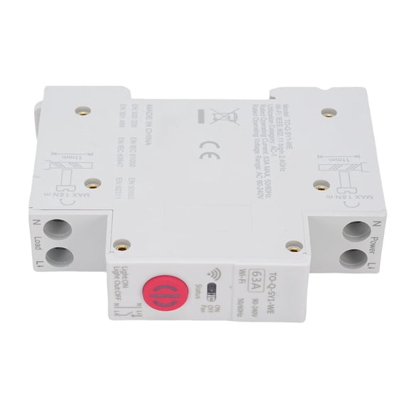 YAHHU WiFi Smart Circuit Breaker, 63A 1P+N DIN Rail Smart Power Meter Switch Remote Control Energy Meter Over Undervoltage Guard, 3.54 x 3.15 x 0.79 Inches / 9.0 x 8.0 x 2.0 cm