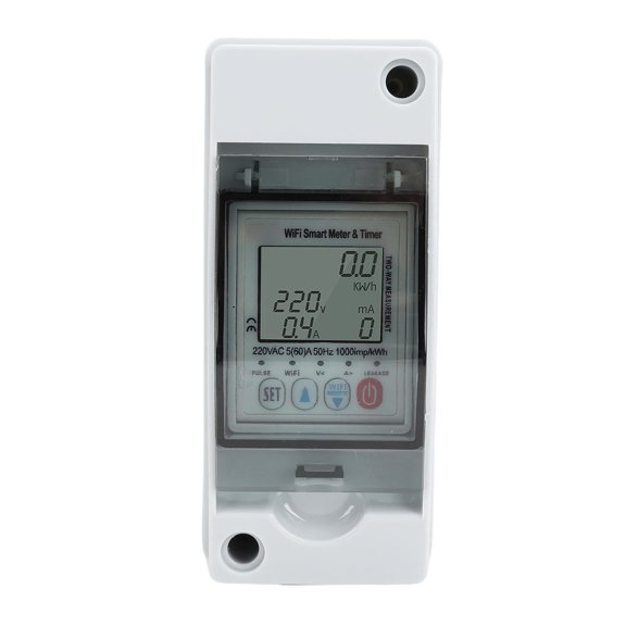 YAHHU WiFi Smart Meter Timer Remote Control 1 Phase 63A Multi Functional Circuit Breaker Automatic Reclosing Protector LCD Display Switch 7.09 inches / 18 cm White