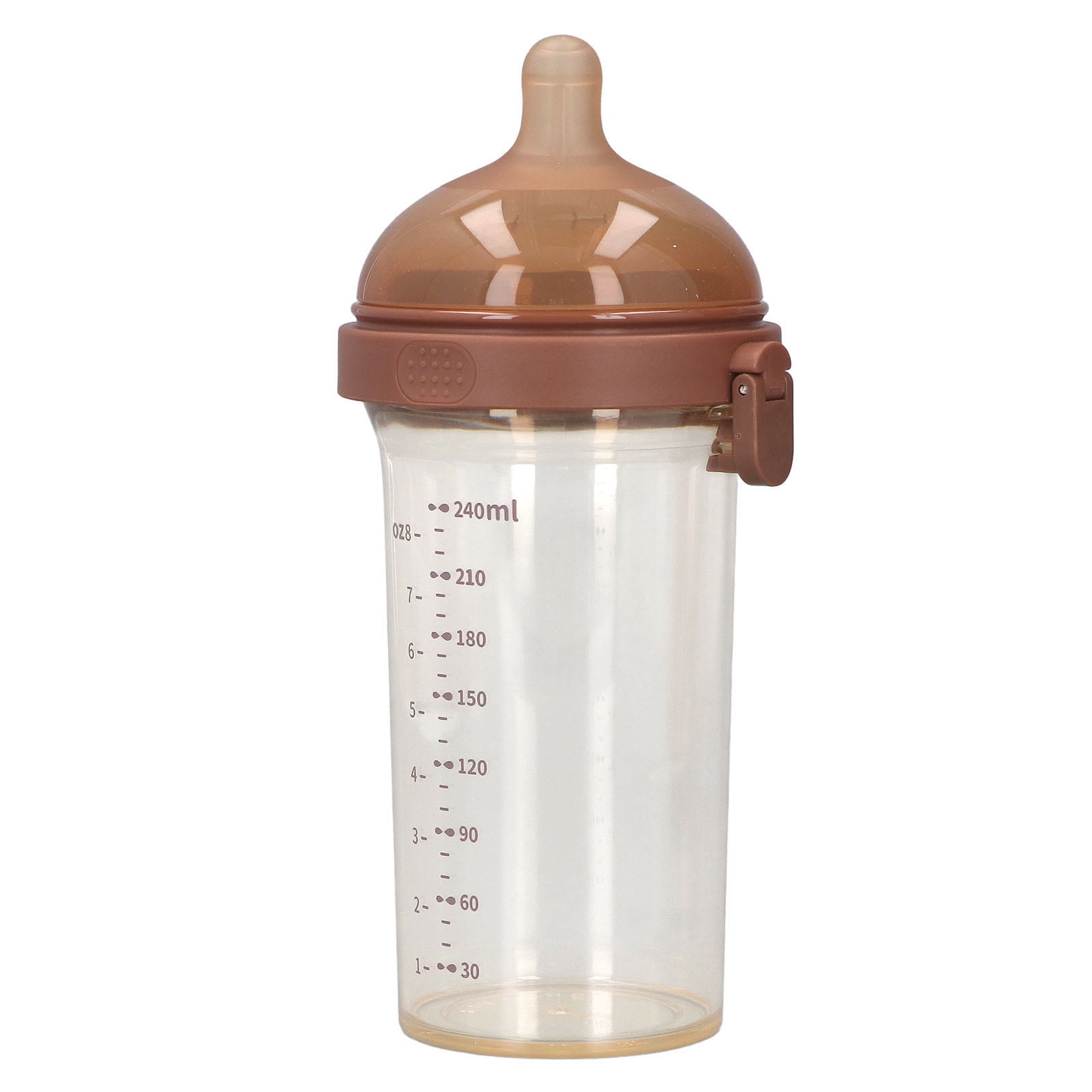 YAHHU Wide Mouth Anti-Colic Infant Breastmilk Bottle Flip Top PPSU Baby Feeding Bottle 8 oz (240 ml), Brown, 2 Round Hole 3-6 Months