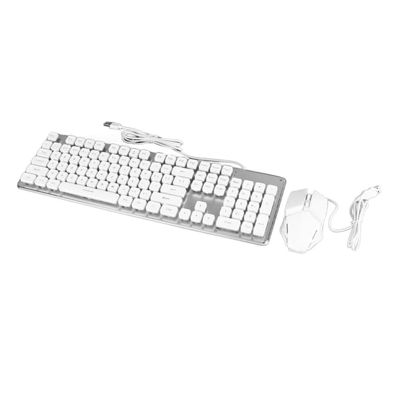 YAHHU Wired Gaming Keyboard Mouse Set Mechanical Feel 104 Keys Single Color Backlit Wired Keyboard Mouse Set for PC Computer Laptop Office Work Home Entertainment (21.65 in / 55.00 cm)