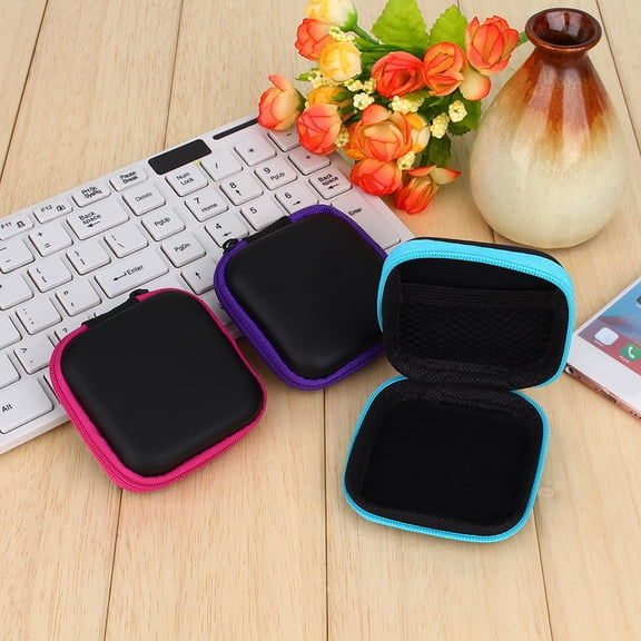 YAHHU Wired Headphone Case Portable Polyethylene Organizer Storage Pouch for Data Cables Earbuds and Keys Blue 2.8 inches / 7.1 cm Travel Essential Protective Box