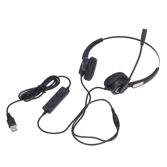 YAHHU Wired Telephone Headset Noise Reduction Ergonomic Adjustable Volume Control USB Computer Headset for Online Classes (7.48 inches / 19.00 cm)