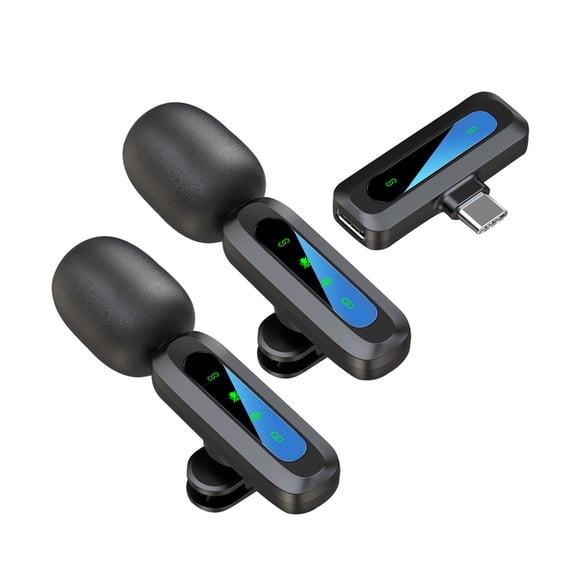YAHHU Wireless Lavalier Microphone System Dual Microphone Noise Reduction Lightweight Plug and Play Collar Clip Mic for Phones Computers Laptops Cameras