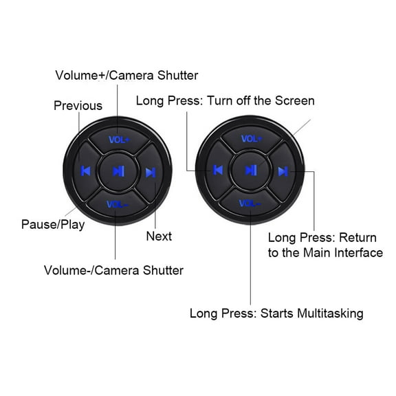YAHHU Wireless Media Button BT5.0 Remote Control Car Steering Wheel Remote Controller for Songs Play Selfie Compatible with Android iOS Devices 1.42 inches / 3.6 cm (Without Mount)