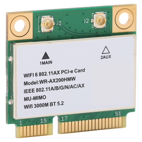 YAHHU Wireless Network Card 2.4G/5G Dual Band 2974M WiFi6 MU MIMO Mini PCIE WiFi Card with Bluetooth 5.2 Expands WiFi into 6GHz for Win10 Laptops (4 inches / 10.16 cm)
