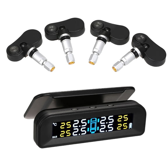 YAHHU Wireless Tire Pressure Monitoring System TPMS Solar Energy LCD Display with 4 Internal Sensors Alarm Function Car Auto Real-time Alerts High Low Pressure Alarm (8.27 inches / 21 cm)