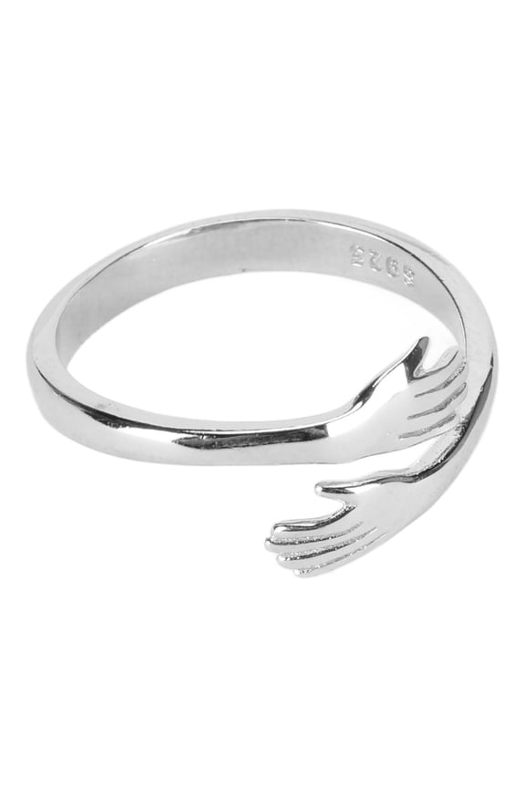 Women's Hug Ring S925 Sterling Silver Fashionable Elegant Adjustable Open Ring Jewelry Accessory for Wedding Party Everyday Wear (16mm / 0.6 in)