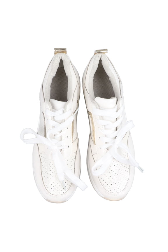 Women's Thick Bottom PU Walking and Running Shoes Comfortable Fashion Sneakers for Spring White Size 38 Breathable Sports Footwear for Outdoor Casual Wear