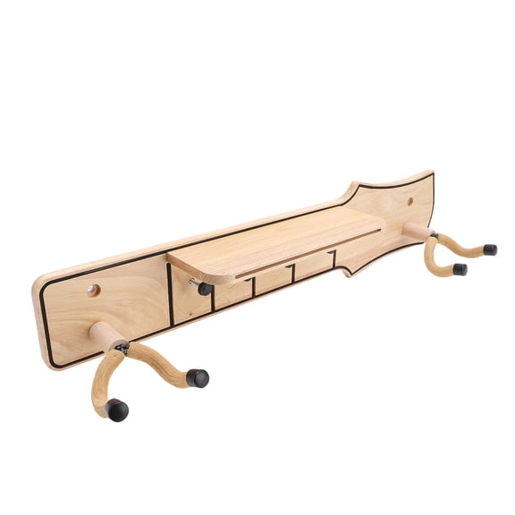 YAHHU Wood Guitar Wall Mount with Rotatable Hook, Pick Holder & Shelf, Durable Guitar Hanger Stand Rack T127 for Acoustic, Electric, and Bass Guitars, Studio Display