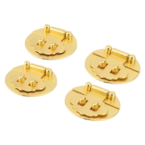 YAHHU Wooden Box Hasp Latch 4 Sets Zinc Alloy Vintage Round Catch Lock Decorative Cabinet Hardware with Screws for Jewelry Boxes, 1.97 inches / 5 cm Diameter Gold Finish Complete Set