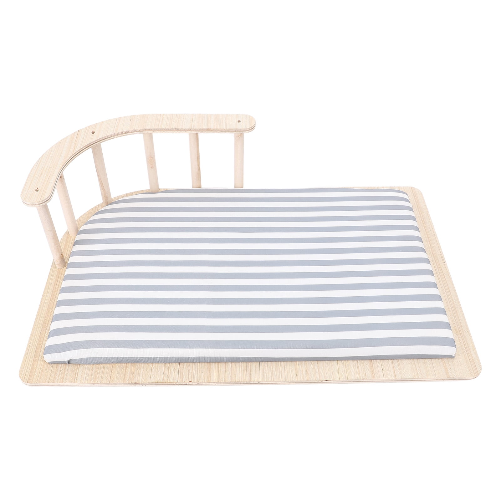 YAHHU Wooden Elevated Cat Bed Cot Frame Soft Cushion 15.7 inches / 40 cm Small Dogs Furniture Striped Style