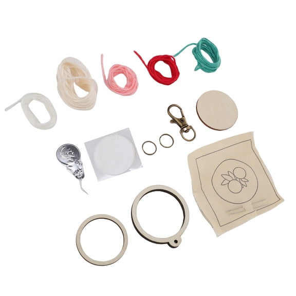 YAHHU Wooden Embroidery Keychain Set Beginner Friendly Mini Hoop Ring Craft Kit with Thread Needles Pendant Accessories for DIY Family Fun (3.94 inches / 10 cm)