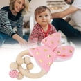 thumbnail image 1 of YAHHU Wooden Handmade Colorful Beads with Rabbit Ear Hanging Decor for Baby 2.76 inches / 7 cm Pink, 1 of 9