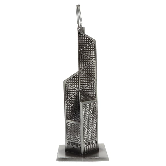 YAHHU World Famous Architecture Bank of China Tower Model Home Furnishing Ornaments Desktop Decor, 7.9 inches / 20 cm, Silver Grey