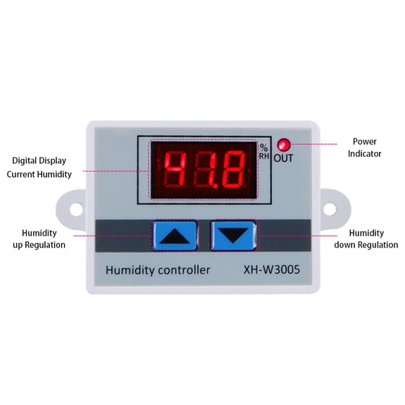 YAHHU XH-W3005 Digital Humidistat Humidity Controller Regulator Hygrometer with Clear LCD Display, Indoor/Outdoor Moisture Detector Monitor for Industrial Commercial Use