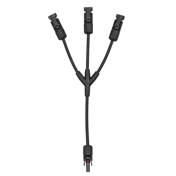 YAHHU Y Branch Solar Link Parallel Cable Adapter 3-Way Self-locking IP67 Watertight PV Panel Male Female Extension Connector 12AWG Black (14.17 inches / 36 cm) Energy Wire Connectors