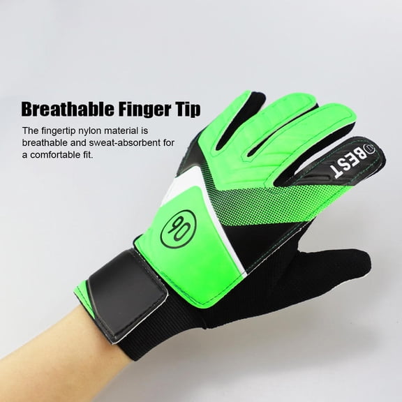 YAHHU Youth Padded Football Gloves, Green, 8-12, 5#  Breathable, Waterproof, Adjustable Wrist, 3mm Latex Palm, Ideal for Goalkeeper Training