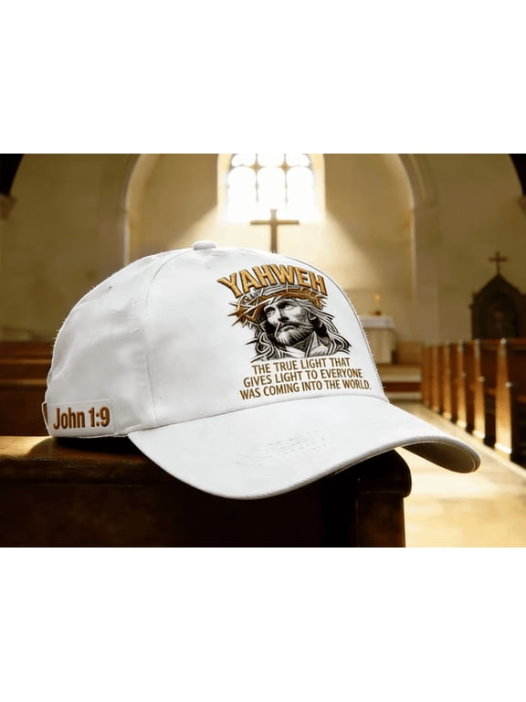 YAHWEH John 1:9 Christian Baseball Cap The True Light Inspirational Religious Hats for Men Women Faith Based Embroidered Scripture Adjustable Dad Hat