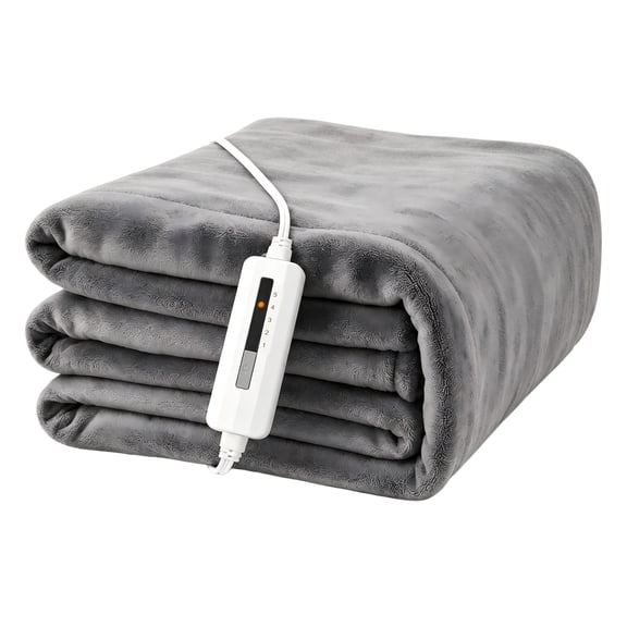 YAKEE Electric Heated Blanket 62"x84" Twin Size, Soft Cozy Flannel Heating Blanket with 5 Heat Levels, 10H Auto-Off for Bed, Great Gift for Dad - Light Gray