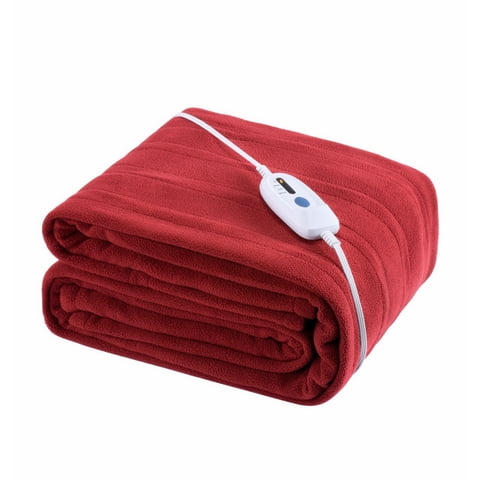 YAKEE Electric Heated Blanket 62"x84" Twin Size - Soft Warm Polar fleece, 4 Heat Levels, 10 Hours Auto-off, Machine Washable with Overheat Protection, Red