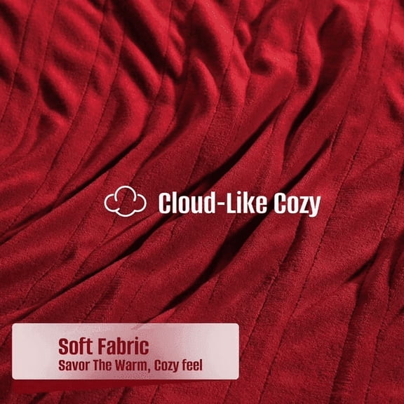 YAKEE Electric Heated Blanket 62"x84" Twin Size - Soft Warm Polar fleece, 4 Heat Levels, 10 Hours Auto-off, Machine Washable with Overheat Protection, Red