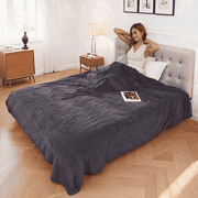 YAKEE Heated Throw Blanket 50"x 60" Soft Warm Flannel Fast Heating Blanket, 4 Fast Heating Levels & 3 Hours Auto-off, Dark Gray