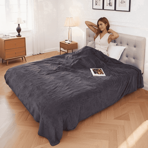 YAKEE Heated Throw Blanket 50"x 60" Soft Warm Flannel Fast Heating Blanket, 4 Fast Heating Levels & 3 Hours Auto-off, Dark Gray