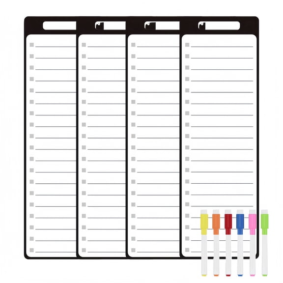 YAKESD 4 Pcs Magnetic Erasable Refrigerator List Boards in 4"x12" Size with Pens