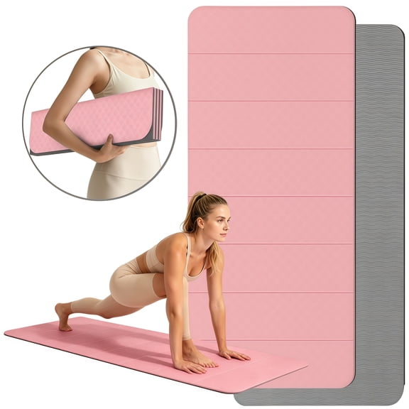 YAKESD Foldable Yoga Mat,8 MM Thick Exercise Mat for Travel Home Pilates Fitness,73"24",Pink