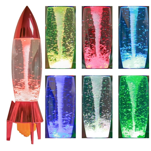 YAKii 11" Rocket Tornado Lamp LED Color Changing,Tornado Maker Science Instrument, Battery/USB Cable Operated,Christmas Day Decoration Red