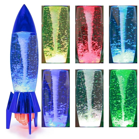 YAKii 11" Rocket Tornado Lamp LED Color Changing,Tornado Maker Science , Battery/USB Cable Operated ,Christmas Day Decoration Blue